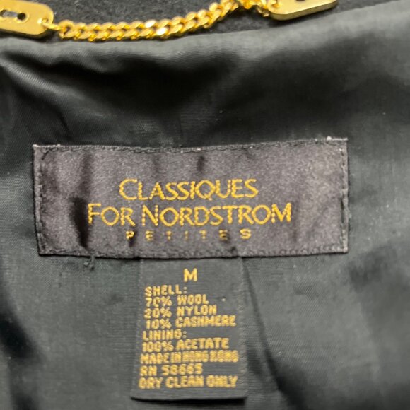 Classiques For Nordstrom Womens Black Wool Nylon Moto Jacket Belted Size M - Picture 6 of 7